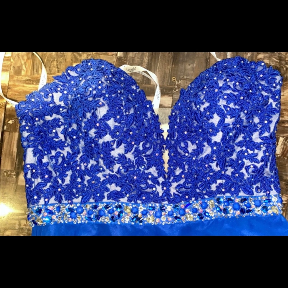 Mon Cheri Royal Blue Prom dress